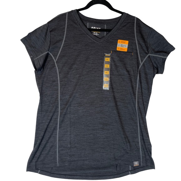Ariat Other - ARIAT Rebar Mens XXL Gray Short Sleeve V‎ Neck T Shirt Workwear Odor Resistant